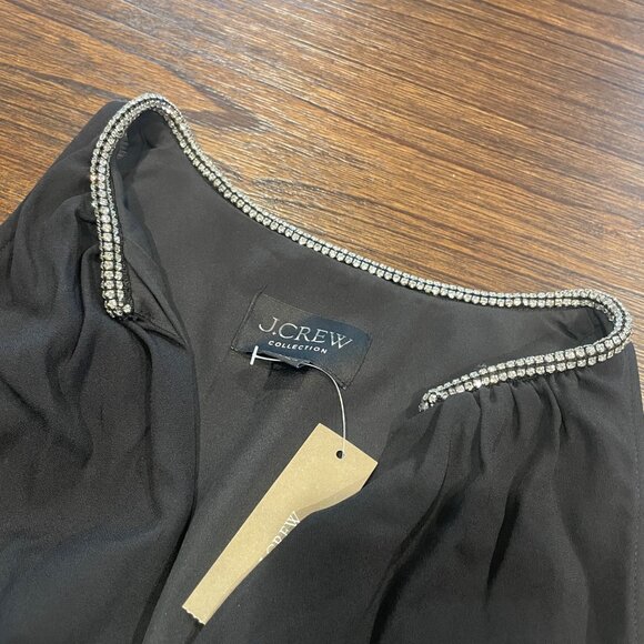NWT J.Crew Collection Sz 2 Black Full-Length Embellished Ruched Dress CD510 - Picture 8 of 15